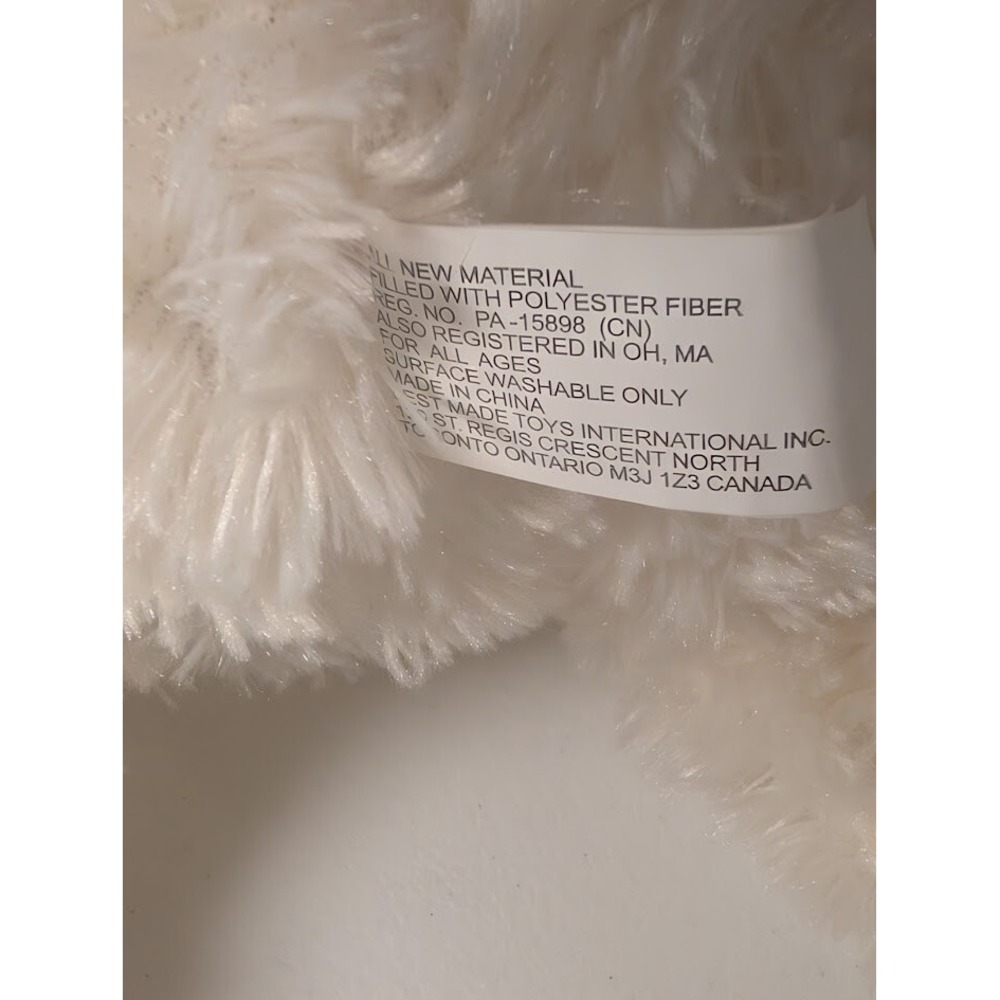 White Plush Teddy Bear 14" Soft Fuzzy Fur Red Bandana Valentine's Day - Picture 2 of 4